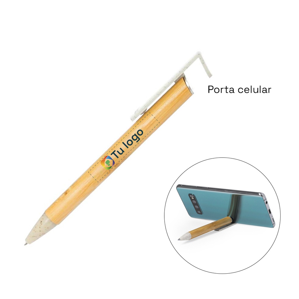 Bolígrafo Bambú portacelular