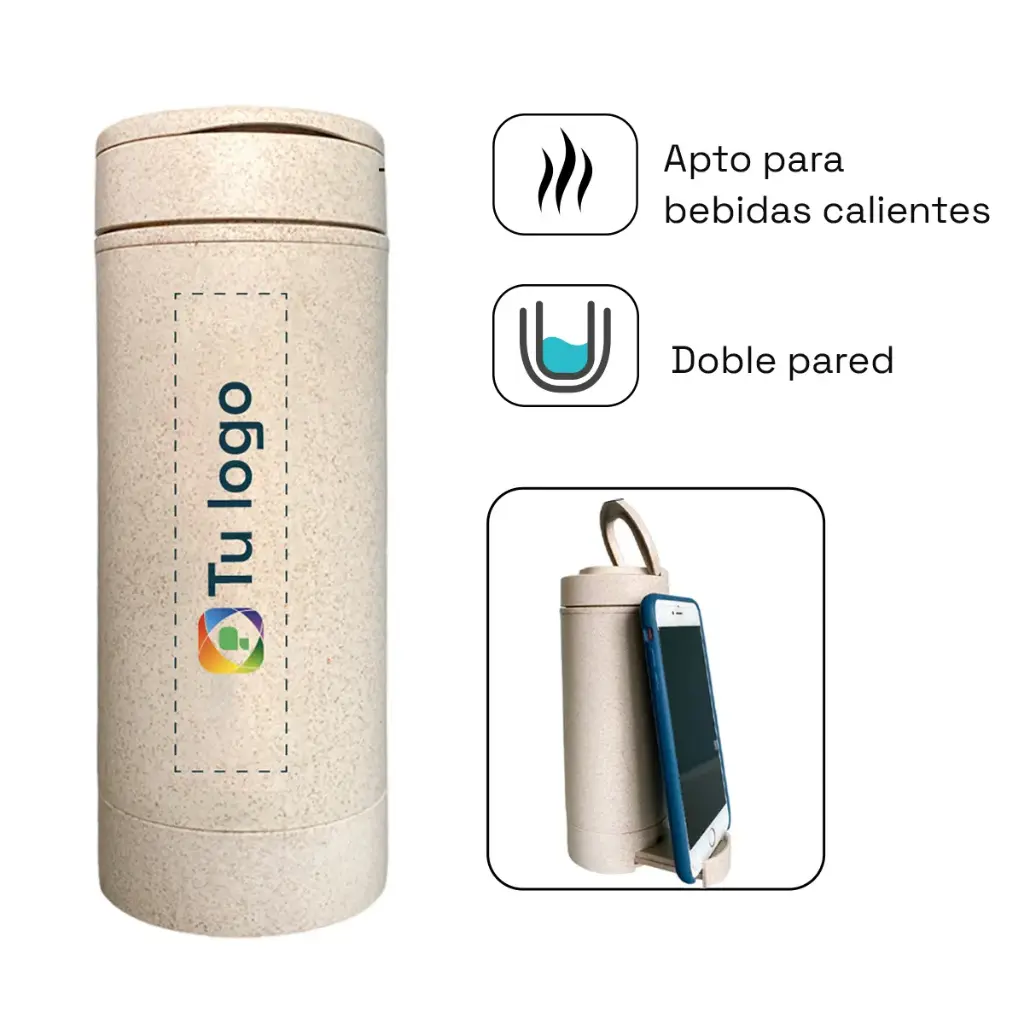 Mug de trigo porta celular 400 ml.